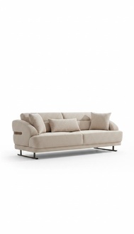 Three-seater sofa, fabric sofa, upholstered couch, beige, modern, new.