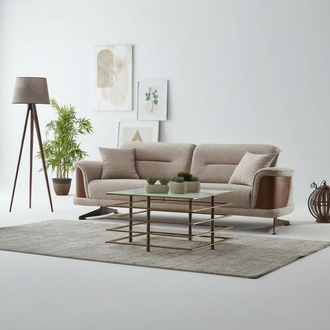 Three-Seater Sofa 3-Seater Fabric Sofa Upholstered Sofa Couch Beige Modern