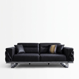 Three seater sofa 3 seater sofas black leatherette living room luxury