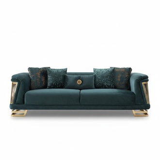 Three-seater sofa, fabric sofa, upholstered sofa, couch, blue, modern.