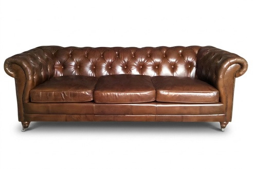 Three-seater sofa couch upholstery Chesterfield leather couches furniture