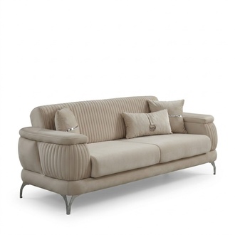 Three-seater sofa fabric sofa upholstered sofa beige couch luxury couches.