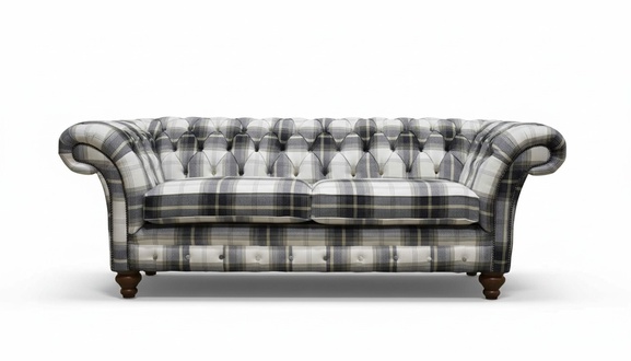 Luxury Chesterfield 3-Seater Sofa, New Textile Couch