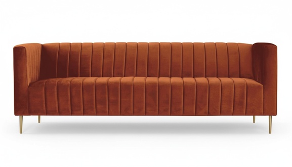 Three-seater terracotta fabric living room design couches upholstered sofas Bordeaux