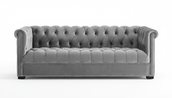 Three-Seater Gray Chesterfield Living Room Modern Design Sofa New Original Furniture