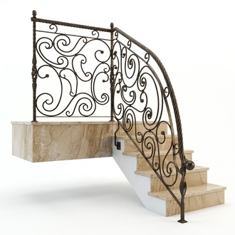 Stair railing handrail real wood metal custom-made railing model #356