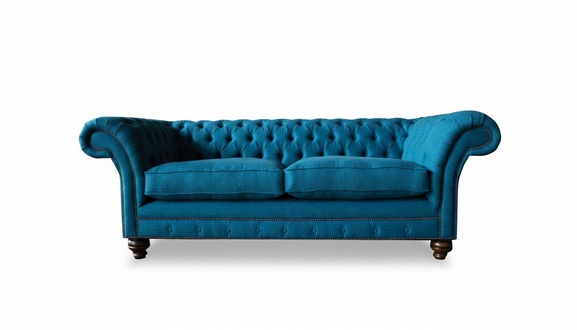 Turquoise upholstered seat couch 3-seat set sofa sofas couches velvet three-seater new