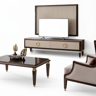 TV lowboard & wall panel – stylish living room set