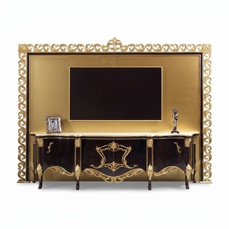 TV stand sideboard RTV lowboard wood gold living room table luxury