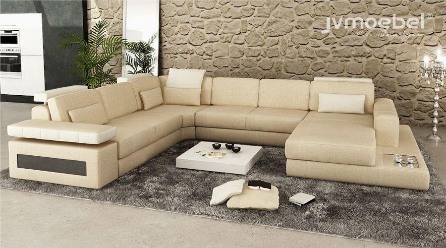 Designer Couch U Shape Corner Sofa Upholstery Couch Leather Living Area New