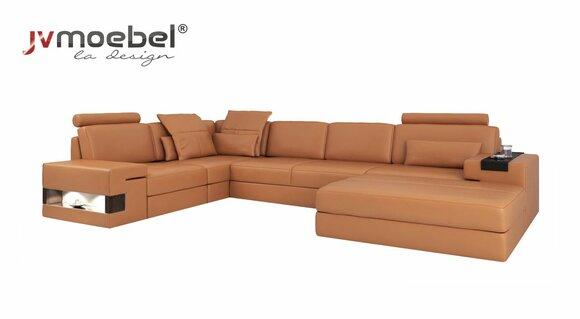 Modern Luxury Sofa Corner Set L Shape Upholstered Leather Furniture Leather Sofa Stool New