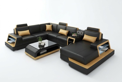 U Shape Sofa Couch Upholstery Living Set Design Corner Sofa Leather Corner New