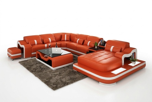 U Shape Sofa Couch Upholstery Living Set Corner Sofa Leather Corner Set New