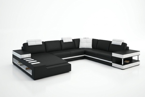 U Shape Sofa Couch Upholstery Living Set Design Luxury Corner Sofa Leather New