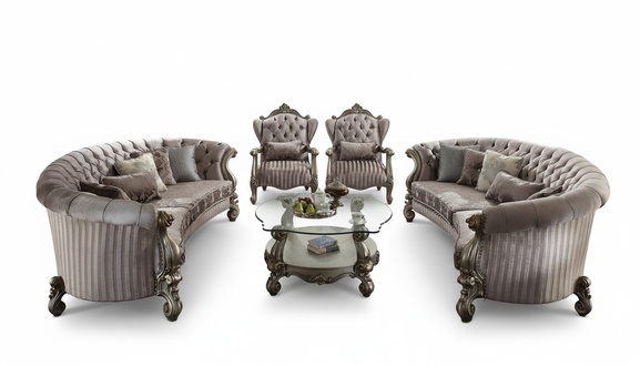 Unique Set Chesterfield Luxury Furniture 4pcs 2x Round Sofa + 2x Armchair new