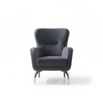Armchair Living Room Chair Single Seat Fabric Gray Seating Design Furniture