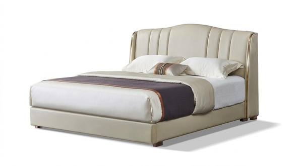 Modern style made of real wooden double bed leather upholstered, 180x200cm