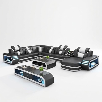 Upholstery corner sofa Unusual living area corner set couches sofas usb led