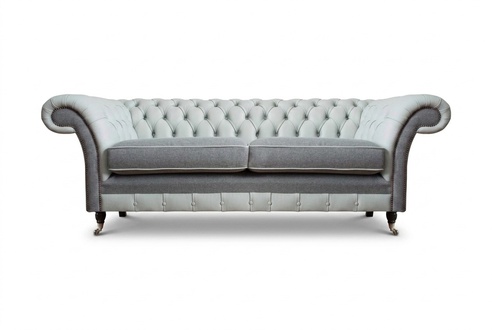 Gray upholstered furniture leather sofa Chesterfield design two-seater sofa couch