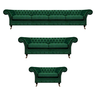 Upholstered Furniture Green Sofas Chesterfield Armchairs Living Room 4+2+1 Sofa Set