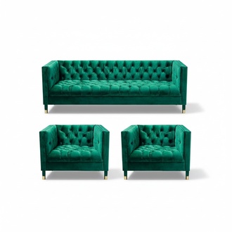 Upholstered furniture living room set 3-piece luxury Chesterfield suite furnishings