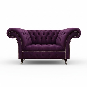 Purple Upholstered Two-Seater Sofa Couch Luxury Furniture Design Textile Sofa
