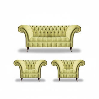 Upholstered furniture sofa set living room 3-piece Chesterfield textile upholstered sofas
