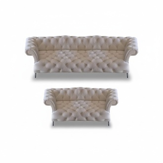 Upholstered furniture White Leather Sofa 2x Sofas New Chesterfield Modern Design Interior