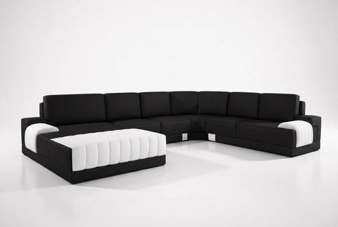 Upholstery Leather Sofa Couch Upholstery Corner Seat Set U Shape XXL Big Sofas New