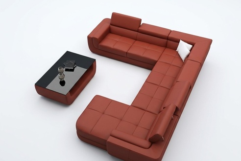 Upholstery leather sofa sofa + USB living area U shape XXL Big Orange couch corner sofa
