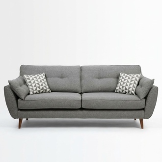 Upholstered Sofa Sofa 2 Seater Textile Seat Design Couch Sofas Fabric Grey 226 cm New