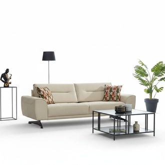 Upholstered sofa fabric sofa couch three-seater sofa 3-seater beige modern couches