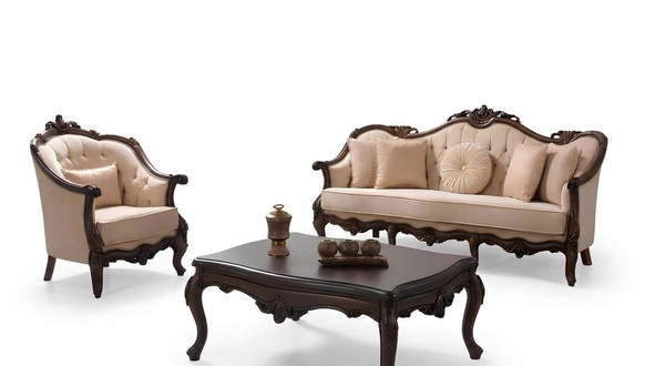 Upholstered sofa Sofa sofa set Couch fabric sofa Beige Chesterfield Set