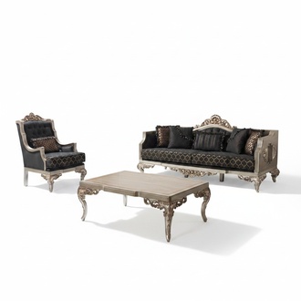 Upholstered sofa set Sofa set three seater armchair fabric sofa grey table 3pcs