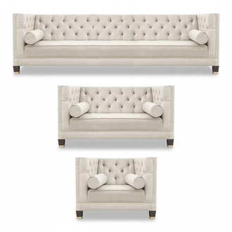 Upholstered living room set designer sofa set luxury textile armchair new