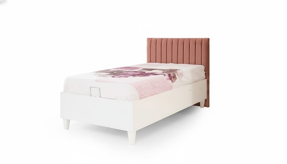 Upholstered pink children\'s bed Wooden bed Extendable functional bed Single bed