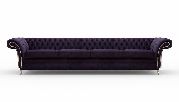 Upholstery textile purple living room Chesterfield four-seater sofa couch upholstered furniture