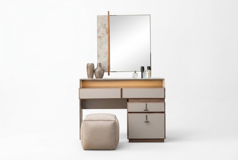Set of make-up console dressing table mirror console table gray 3 pieces