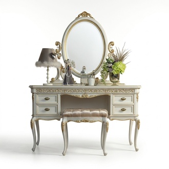 Dressing Table Bedroom Stool Set Dresser Table Classic Console Mirror