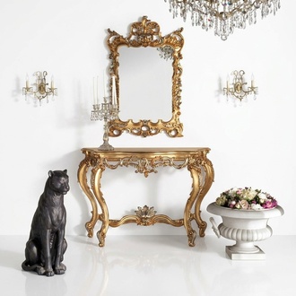 Console Tables Dressing Table Secretary Mirror Baroque Gold Premium Living Room Furniture