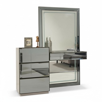 Dressing Table Chest with Mirror Console Chests of Drawers Wood Modern Bedroom