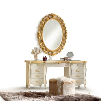 Dressing table, mirror, stool, complete set, chest of drawers, bedroom, new 3-part. console solid wood