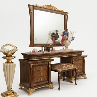 Dressing table with mirror luxury console dresser bedroom stool complete set