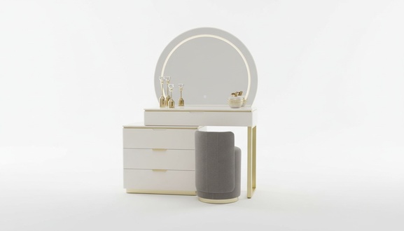 Dressing table set console mirror bedroom furniture design stool 3 pcs. new