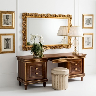 Bedroom set of dressing table with drawers, mirror & stool in antique style italian furniture arredoclassic™