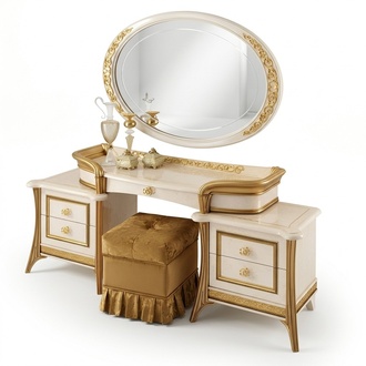 Dressing table with mirror luxury console chest of drawers bedroom table Baroque Rococo