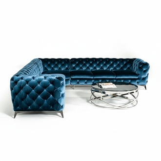 Velvet Corner Luxury Chesterfield Sofa Cushion Corner Couches Seat Couch Sofas Set