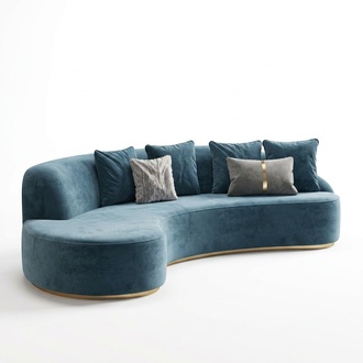 Velvet Sofa 4 Seater Upholstery Textile Modern Relax Seat Luxury Furniture Corner Sofa Round New
