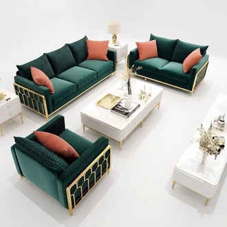 Velvet Velvet Sofa Couch Upholstery Seat Set Design Living Room Furniture Set 3+2