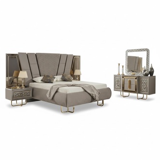 Villas bedroom furniture bed double bed 2x bedside tables chest of drawers mirror 5 pieces.